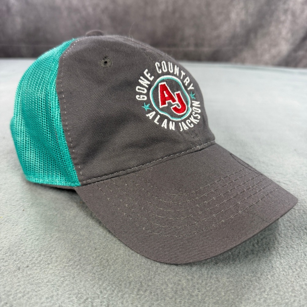 Alan Jackson Signed Gone Country Trucker Hat Grey Teal Outdoor Cap Tour Hat - Picture 4 of 9